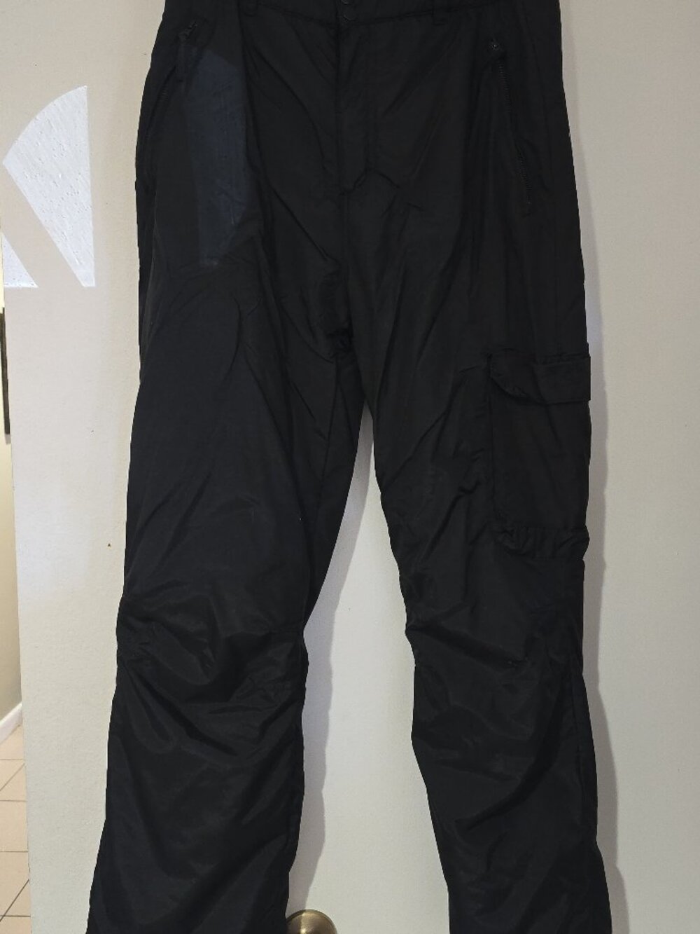 Sport Essentials Insulated Snow Ski Pants Black Nylon Cargo Elastic Waist